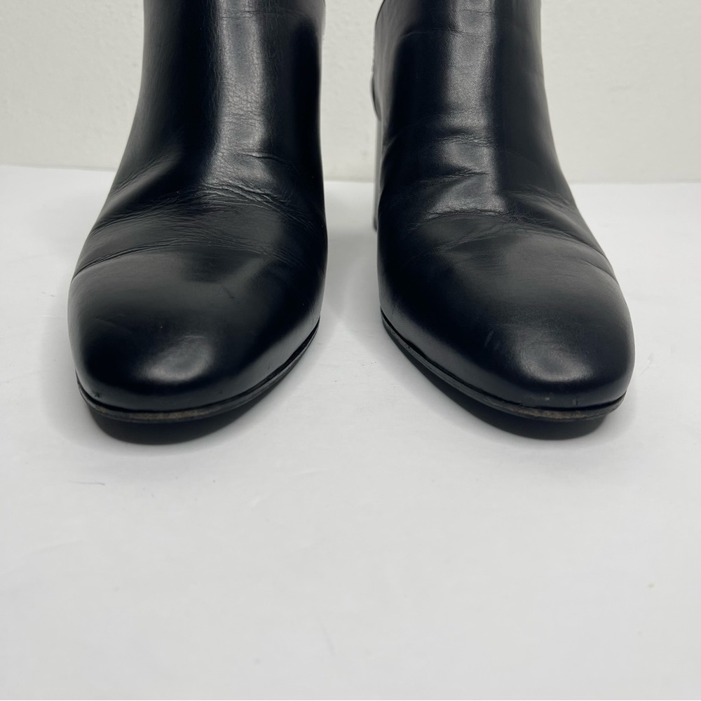 Aquatalia Elisabetta Black Slip-On Leather Block Heel Mule Booties Size 8.5 - Picture 6 of 14